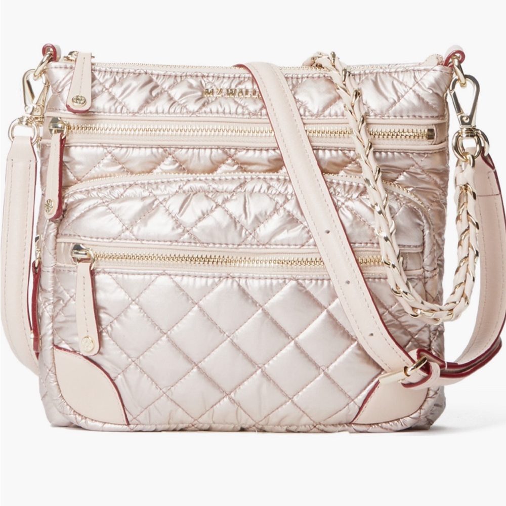 EUC MZ Wallace Rose Gold Crossbody with interchangeable straps and dust bag